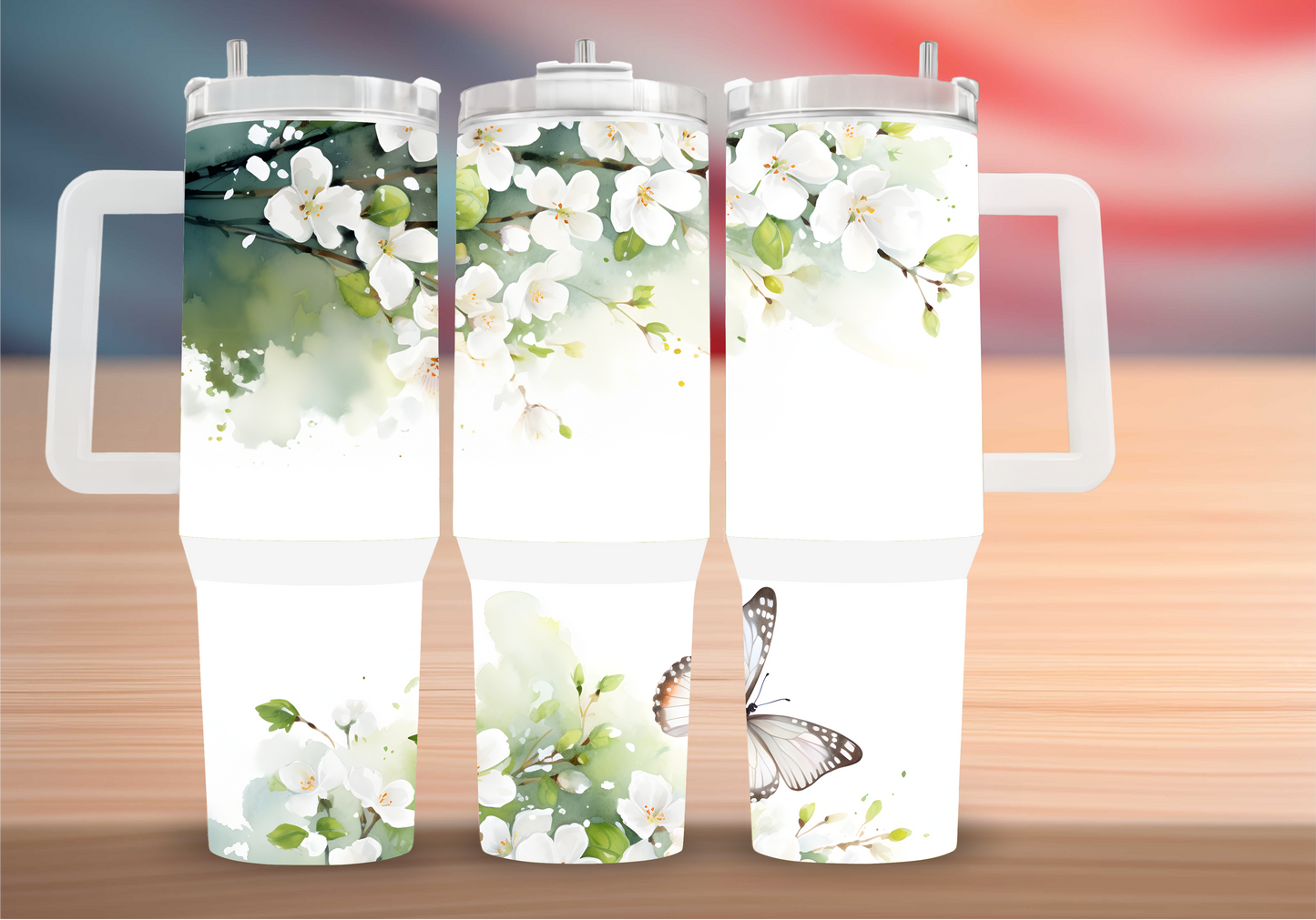 Personalize White Blossom Tumbler