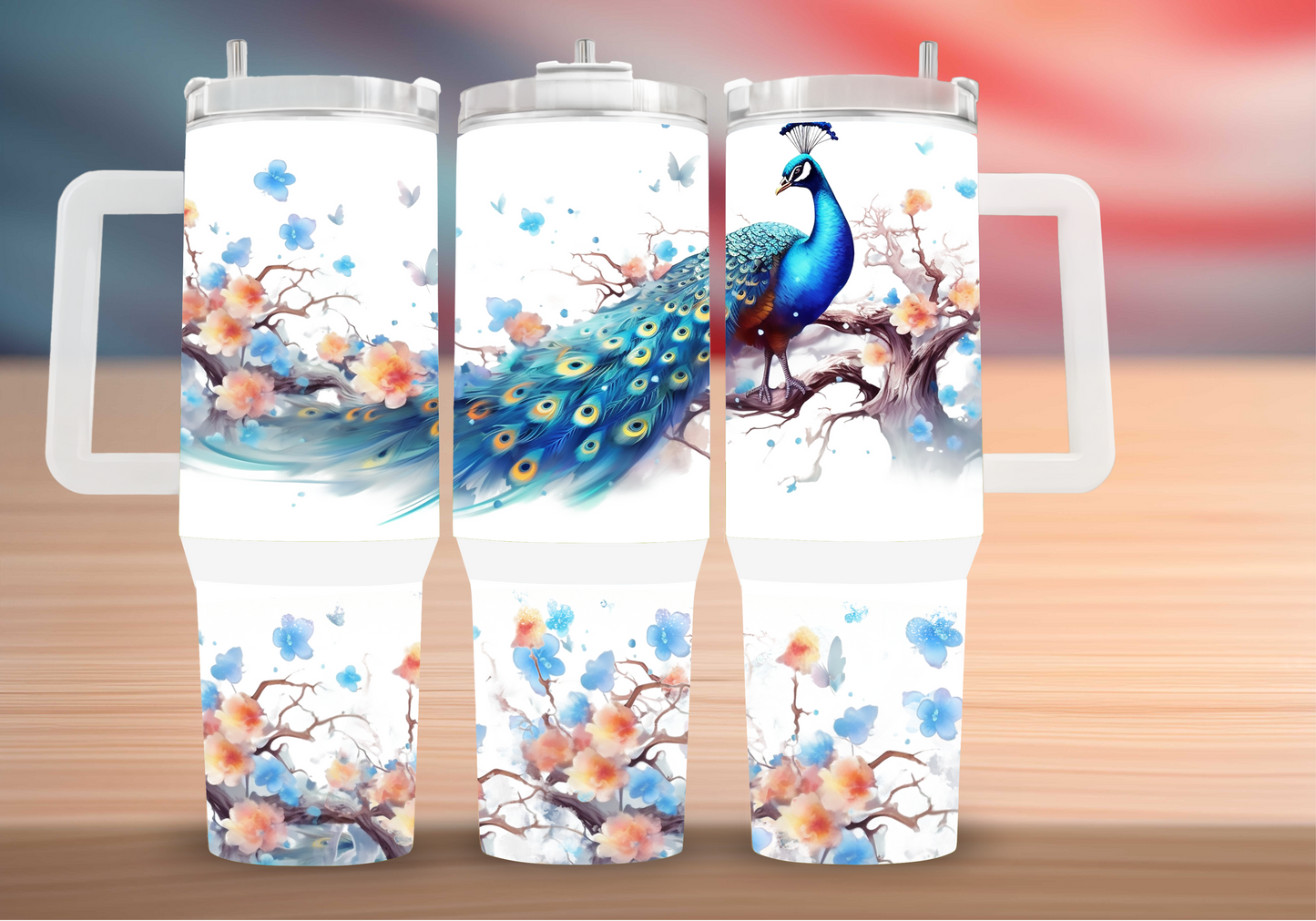 Personalized Peacock Blossom Tumbler
