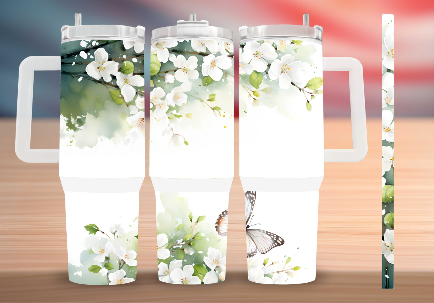 Personalize White Blossom Tumbler