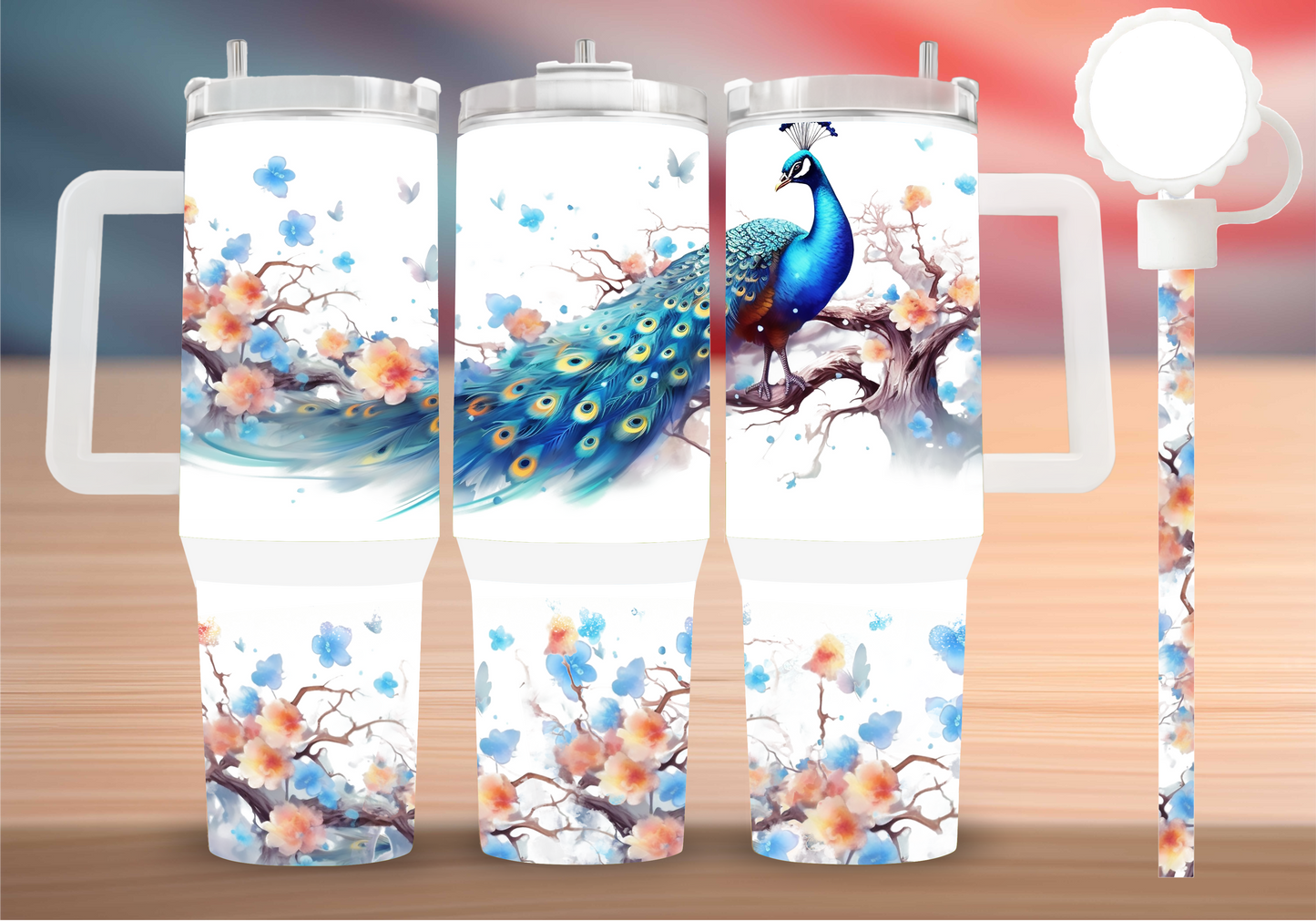 Personalized Peacock Blossom Tumbler