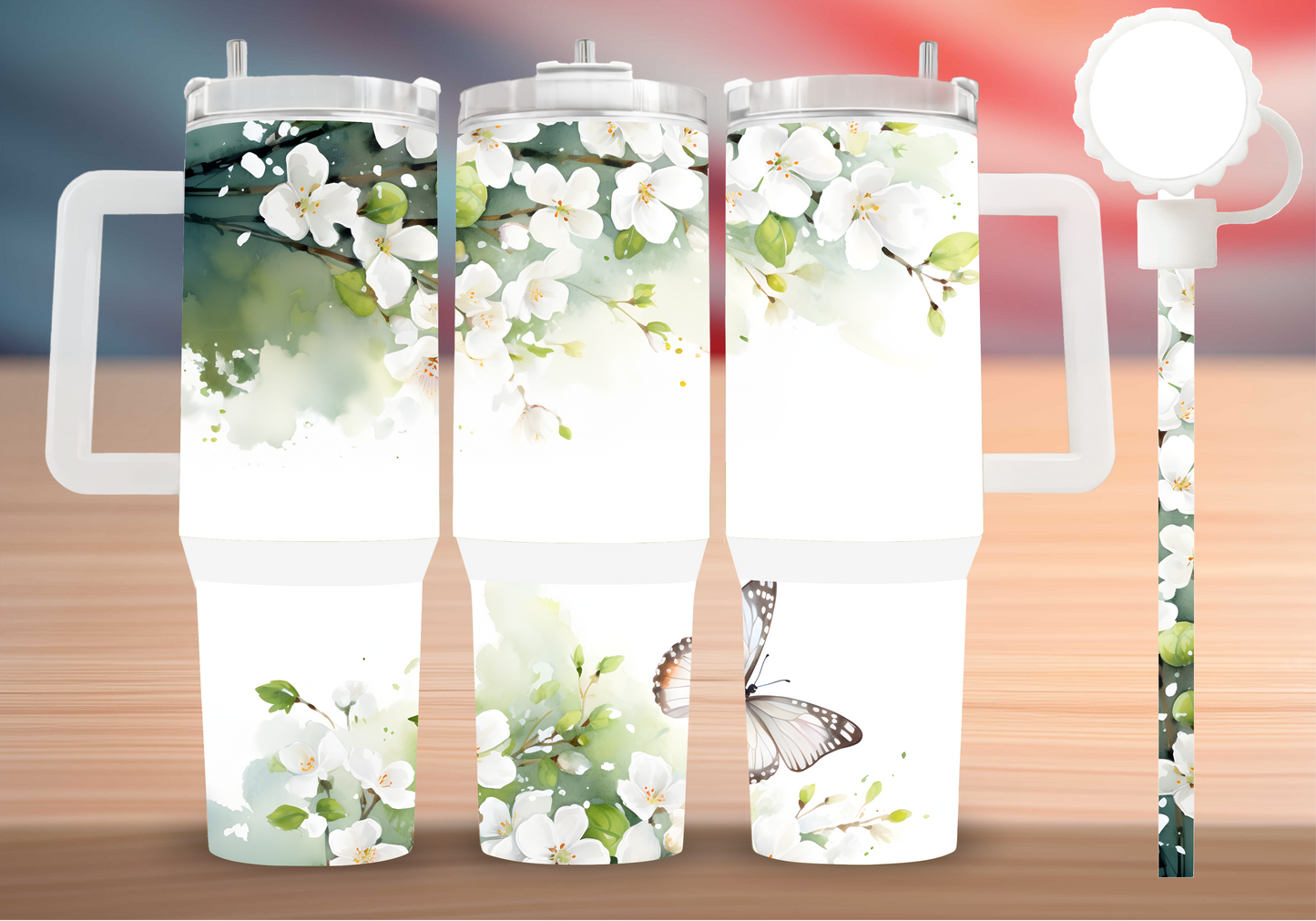 Personalize White Blossom Tumbler