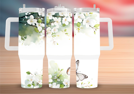 Personalize White Blossom Tumbler