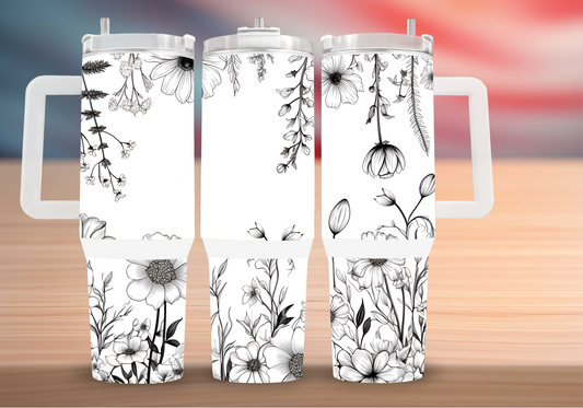 Personalized Wildflower Sketch Tumbler