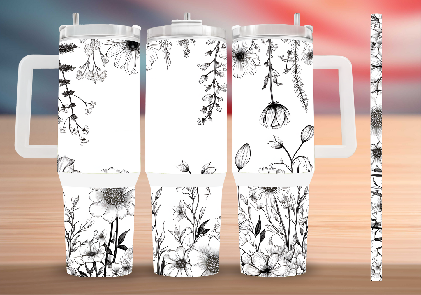 Personalized Wildflower Sketch Tumbler