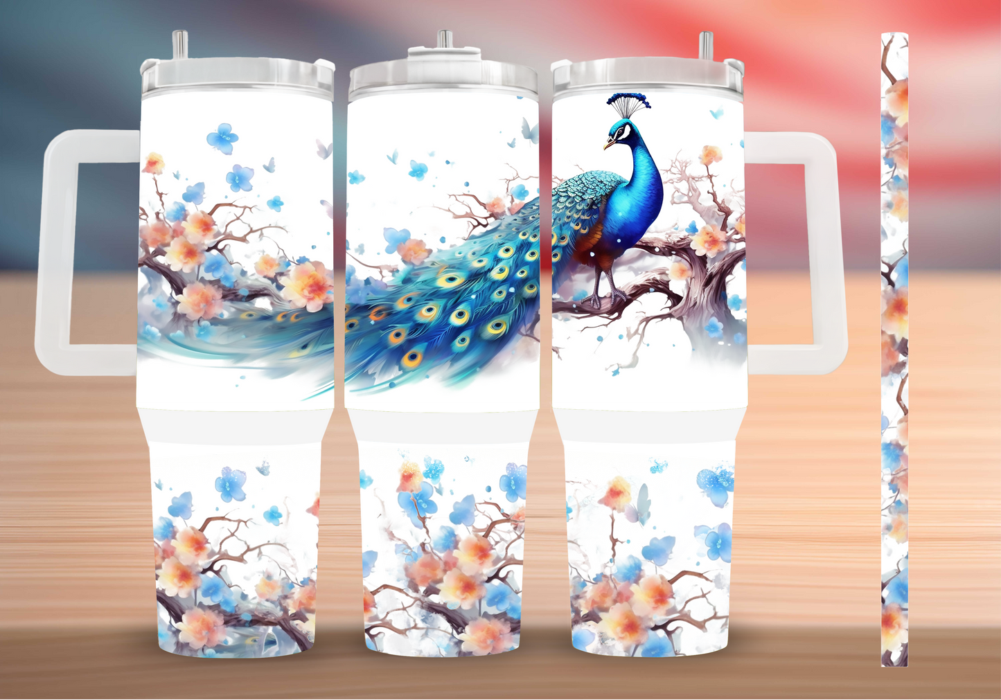 Personalized Peacock Blossom Tumbler