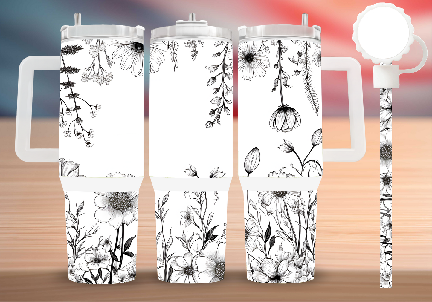 Personalized Wildflower Sketch Tumbler
